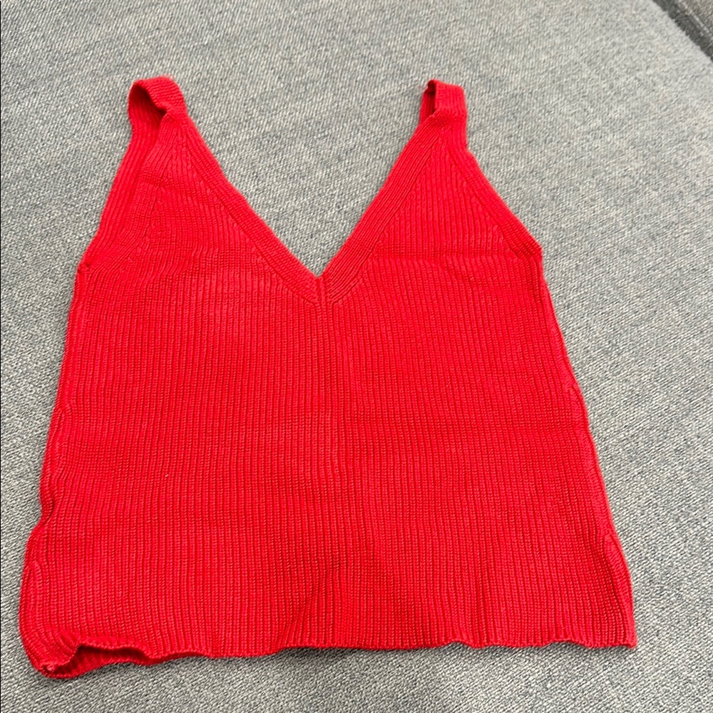 Vibrant Red Knit Tank Top